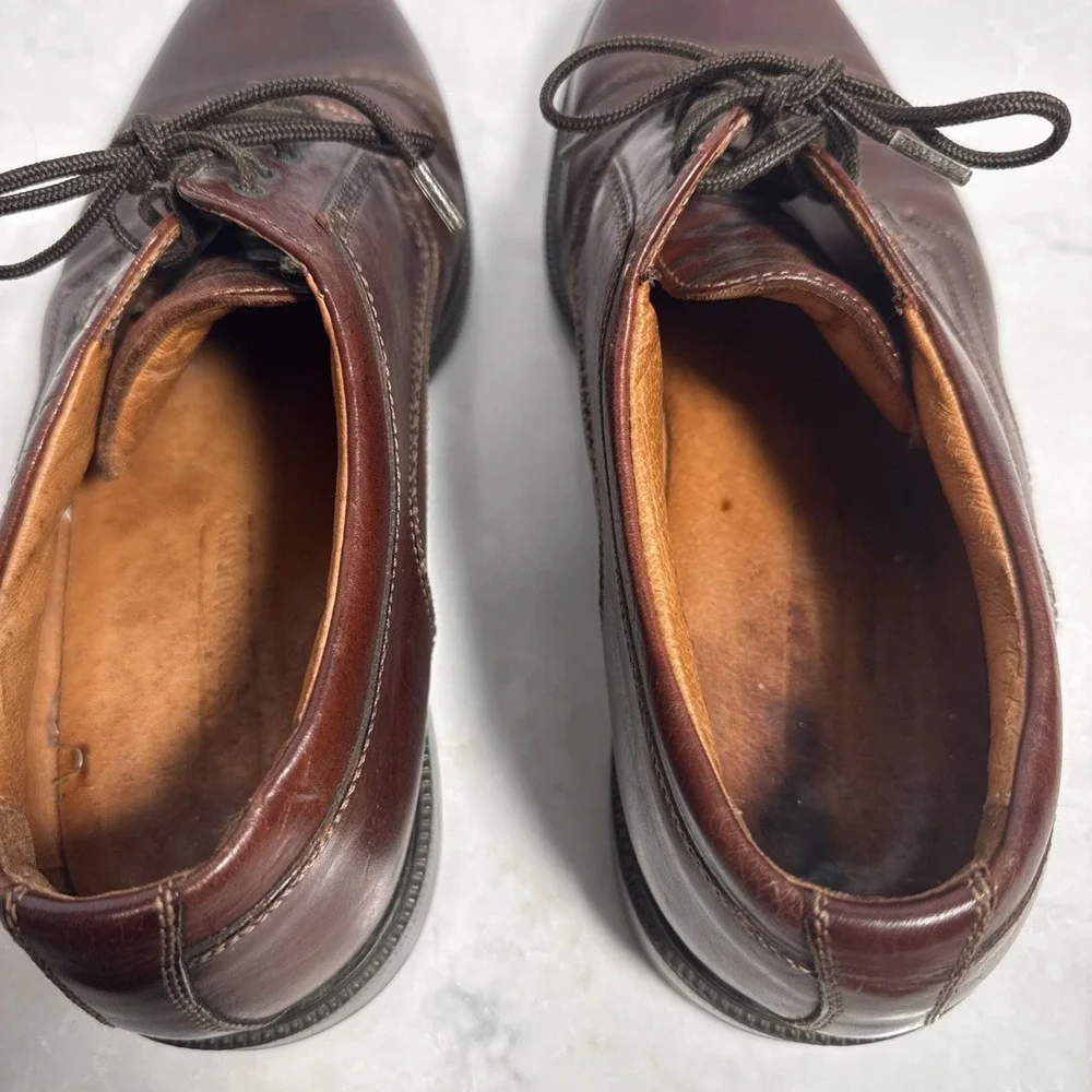 Johnston & Murphy 20-4736 Mens Size 8.5 M Brown Leather Cap Toe Shoes Italy